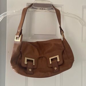 Michael Kors brown leather handbag with gold accents